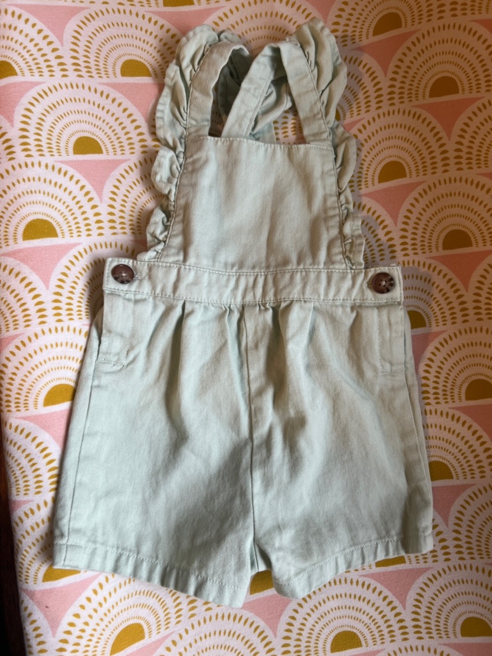 Old Navy Mint Green Ruffle-Strap Short Overalls